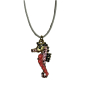 Preview: Ekaterini necklace, seahorse, pink-coral Swarovski crystals brown cord and with gold accentss, side
